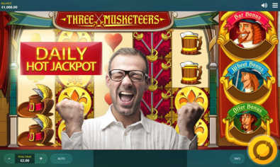 Three Musketeers slot machine with daily jackpot