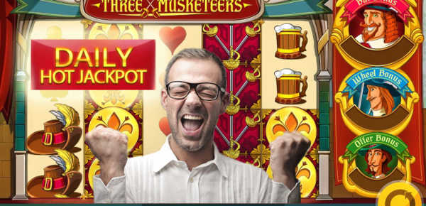 Three Musketeers slot machine with daily jackpot